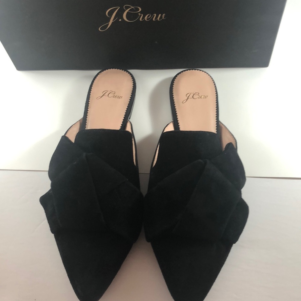 JCrew Marina Black suede slide